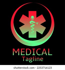 Paramedic logo symbol icon modern design. Asclepius and six pointed star sign logo. Blue and green color star of life logo vector. Emergency medical care symbol vector