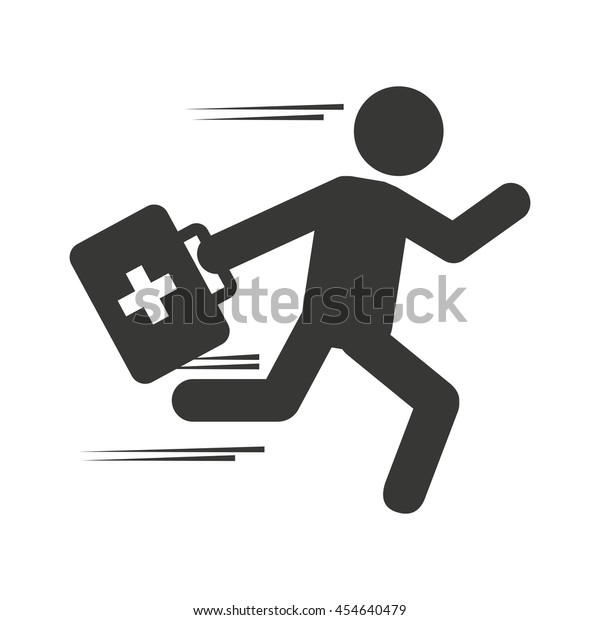 Paramedic Man Running Medical Kit Graphic Stock Vector (Royalty Free ...