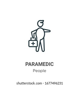 Paramedic outline vector icon. Thin line black paramedic icon, flat vector simple element illustration from editable people concept isolated stroke on white background