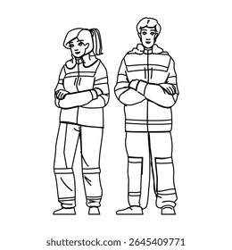 paramedic paramedics ambulance services vector. rescue transport, accident service, help medicine paramedic paramedics ambulance services character. people black line pencil drawing illustration