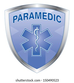 Paramedic Shield is an illustration of an emergency paramedic design with star of life medical symbol on a shield.