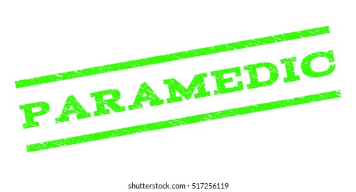 Paramedic watermark stamp. Text caption between parallel lines with grunge design style. Rubber seal stamp with dirty texture. Vector color ink imprint on a white background.