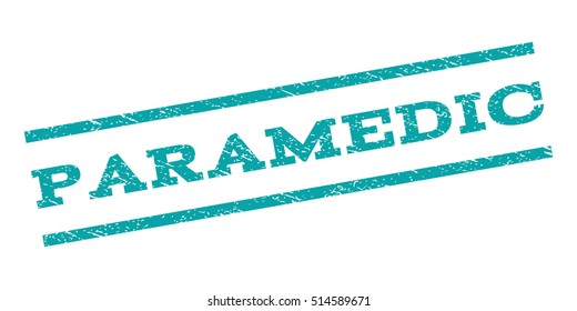 Paramedic watermark stamp. Text tag between parallel lines with grunge design style. Rubber seal stamp with scratched texture. Vector color ink imprint on a white background.