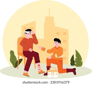 A Paramedics Helping People Illustration