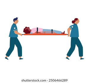 paramedics provide first aid to injured person isolated