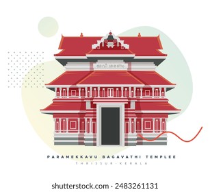 Paramekkavu Bagavathi Temple - Thrissur - Stock Illustration as EPS 10 File