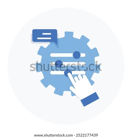 Parameter Adjustment Icon Design. Representing System Configuration. AI Parameters. Workflow Settings. Task Tuning. Vector icon.