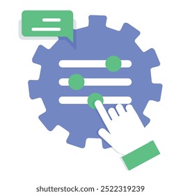 Symbol für Parameteranpassung. Darstellung von KI-Tuning. Systemkonfiguration. Optimierung von Eingabeparametern. Feinabstimmung des Modells. Symbol "Bearbeitbarer Vektor".