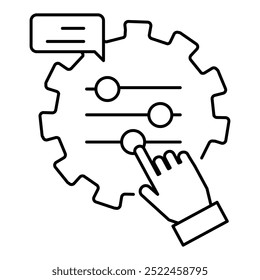 Symbol für Parameteranpassung. Darstellung von KI-Tuning. Systemkonfiguration. Optimierung von Eingabeparametern. Feinabstimmung des Modells. Symbol "Bearbeitbarer Vektor".