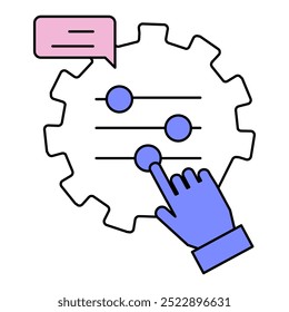 Ícone de Ajuste de Parâmetro. Representando o Ajuste de IA. Configuração do sistema. Otimização de Parâmetros de Entrada. Modelo de ajuste fino. Ícone Vetor Editable.