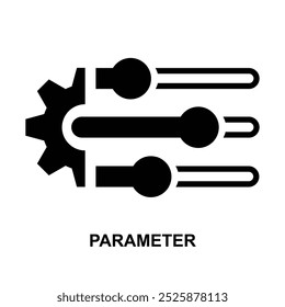 Parameter icon. The black parameter symbol isolated on background vector illustration.