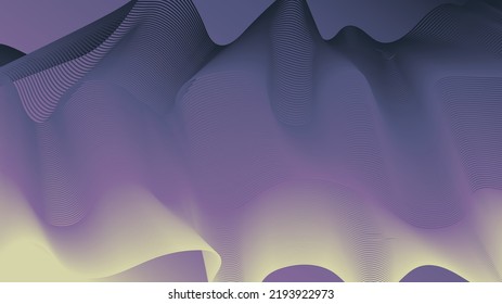 parametric background with dark purple color and a little yellow accent for light, with wavy lines, and with size 6k, used for background, backdrop, landing page, cover etc.