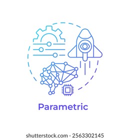 Parametric memory blue gradient concept icon. Prominent approach in statistical analysis. RAG technology. Round shape line illustration. Abstract idea. Graphic design. Easy to use in presentation