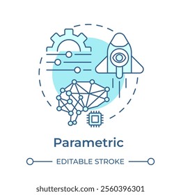 Parametric memory soft blue concept icon. Prominent approach in statistical analysis. RAG technology. Round shape line illustration. Abstract idea. Graphic design. Easy to use in presentation