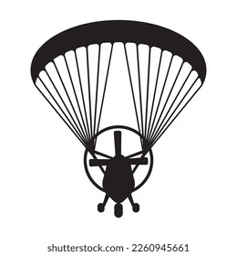 Paramotor vector icon, black on white background