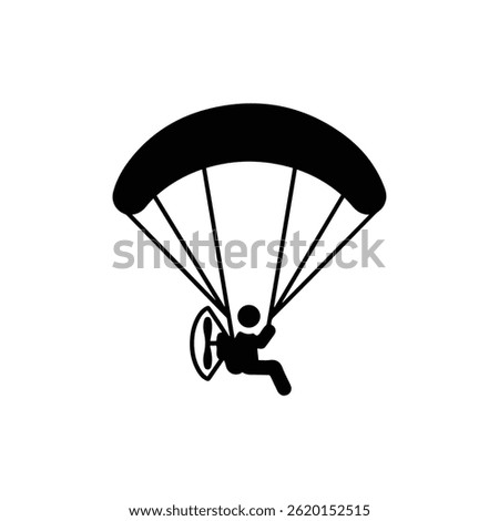 Paramotorist Floating High with Parachute Blades Visible Icon Representing Air Sports