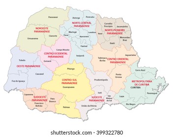 parana administrative map, Brazil