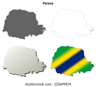 Parana blank outline map set