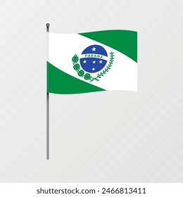 Parana flag on flagpole. Vector illustration.