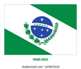 Parana Flag Vector Illustration on White Background. States Flag of Brazil.