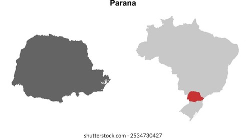 Parana state blank outline map set