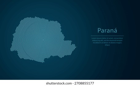 Paraná, estado de Brasil. Mapa lleno de círculos concéntricos sobre fondo degradado oscuro