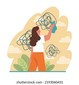 Paranoia concept set. Human's irrational inner fears and panic. Mental disorder, feeling of threat and danger. Psychology and mental therapy. Flat vector illustration