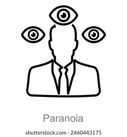 Paranoia and fear icon concept