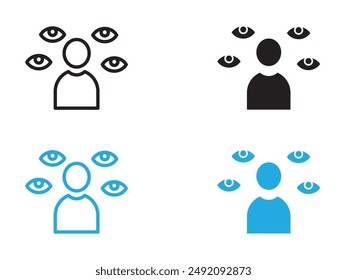 Paranoia icon black and white vector outline sign
