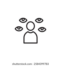 Paranoia icon black and white vector outline sign