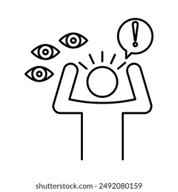 Paranoia icon linear logo mark in black and white