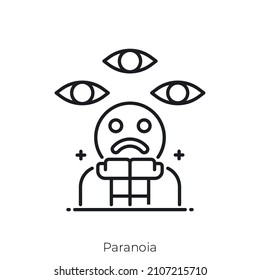 Paranoia-Symbol. Konkretes Stildesign einzeln auf weißem Hintergrund