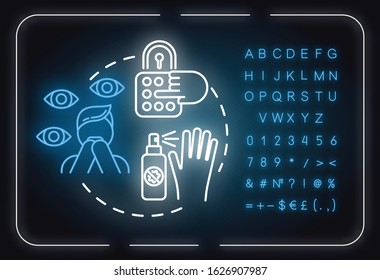 Paranoia neon light concept icon. Personality disorder. Mental illness idea thin line illustrationidea. Outer glowing sign with alphabet, numbers and symbols. Vector isolated RGB color illustration
