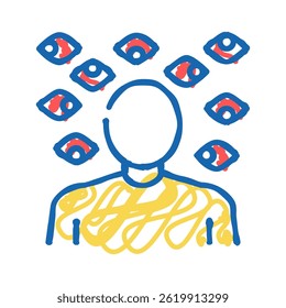 paranoia psychological problems doodle icon sketch vector. paranoia psychological problems sign. isolated symbol illustration