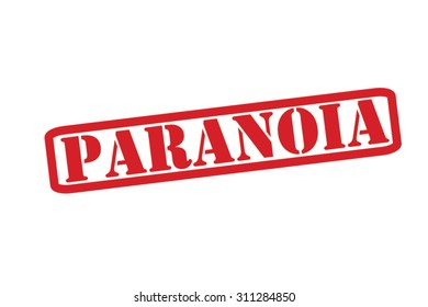 PARANOIA red Rubber Stamp Vector over a white background.