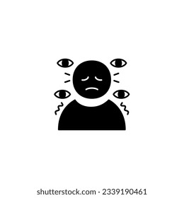 paranoia solid icon black solid vector with mental health theme