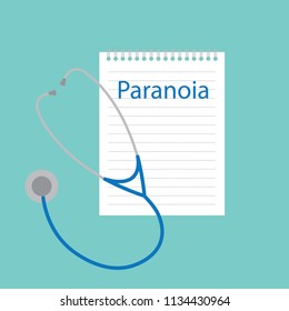 paranoia written in a notebook- vector illustration