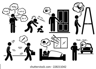 Paranoid Paranoia People Too Worry Stick Figure Pictogram Icons