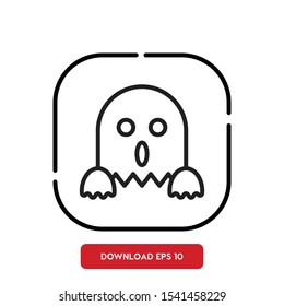 Paranormal activity symbol, ghost outline vector icon