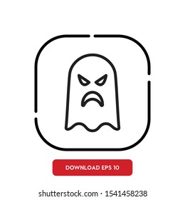 Paranormal activity symbol, ghost outline vector icon