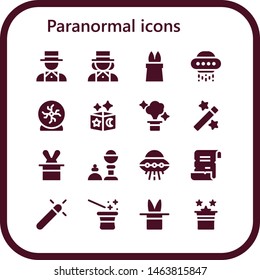 paranormal icon set. 16 filled paranormal icons.  Simple modern icons about  - Magician, Magic, Ufo, Crystal ball, Magic trick, Spell
