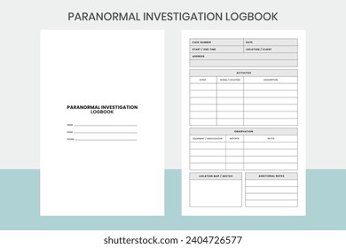 Registro de investigaciones paranormales Registro de libros Kdp Interior