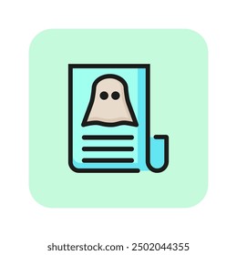 Paranormal rumors line icon. Article, news, headline. News concept. Vector illustration can be used for topics like broadcasting, headlines, breaking news