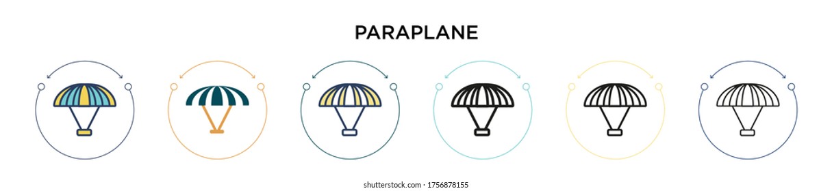 Paraplane icon in filled, thin line, outline and stroke style. Vector illustration of two colored and black paraplane vector icons designs can be used for mobile, ui, web