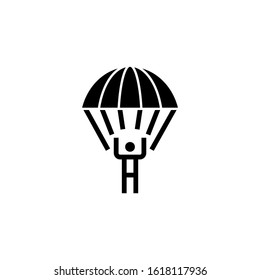 Paraplane vector icon on white background., paraplane icon symbol sign in black flat shape design isolated on white background