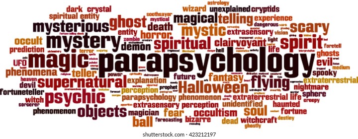 Parapsychology word cloud concept. Vector illustration