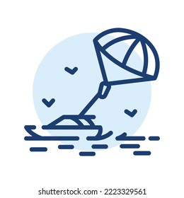 Parasailing black line icon. Water activity.