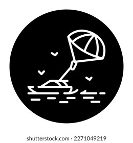Parasailing black line icon. Water activity. Pictogram for web page.