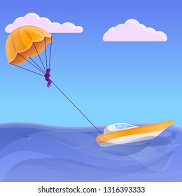 Parasailing concept banner. Cartoon illustration of parasailing vector concept banner for web design