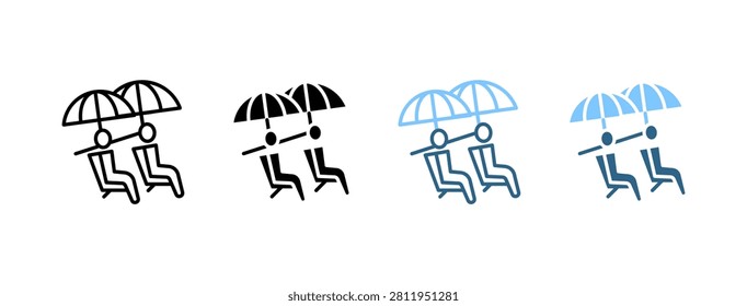 Parasailing Extreme Activity icon set multi style